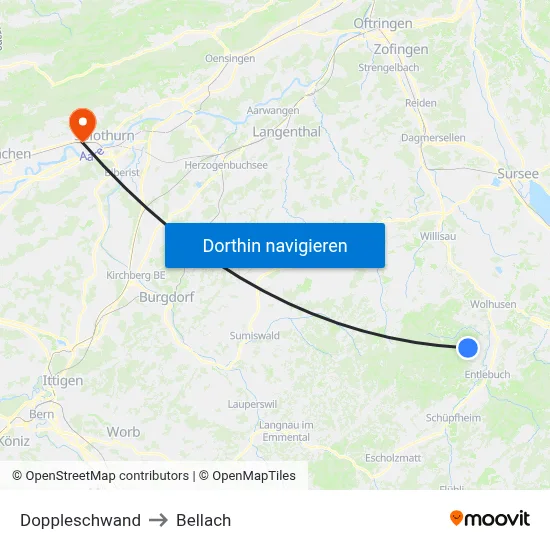 Doppleschwand to Bellach map