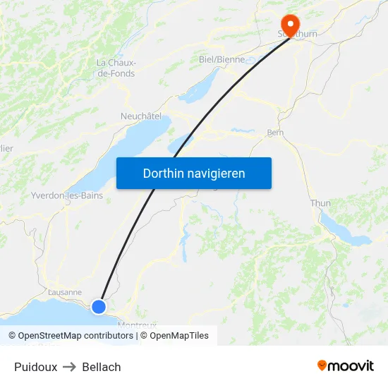 Puidoux to Bellach map