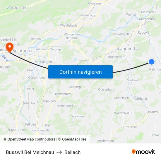 Busswil Bei Melchnau to Bellach map