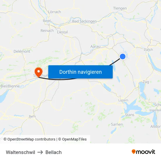 Waltenschwil to Bellach map