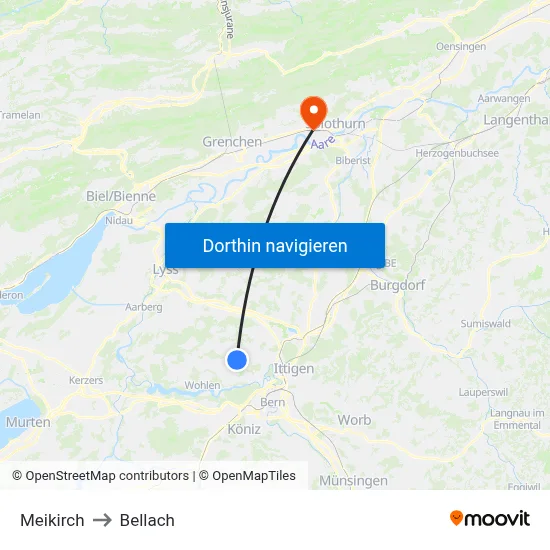 Meikirch to Bellach map