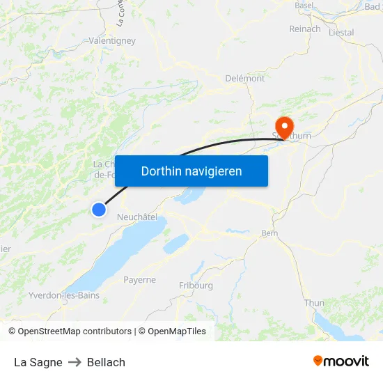 La Sagne to Bellach map