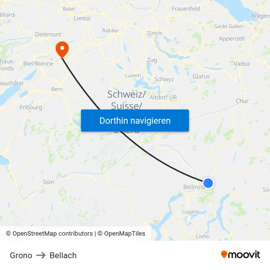 Grono to Bellach map