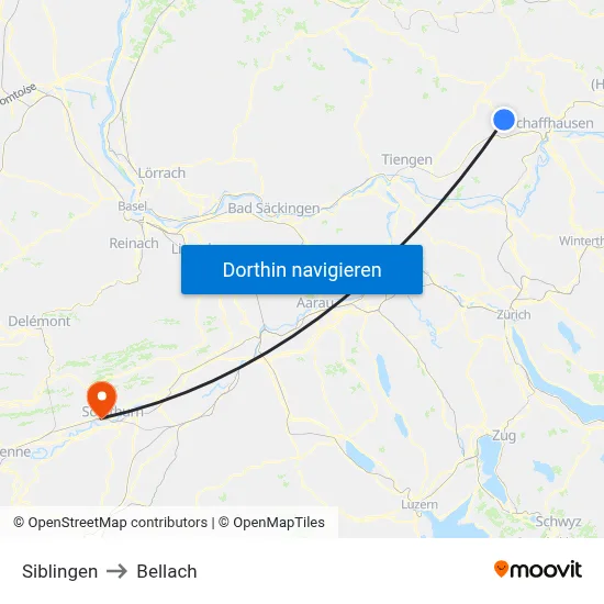 Siblingen to Bellach map