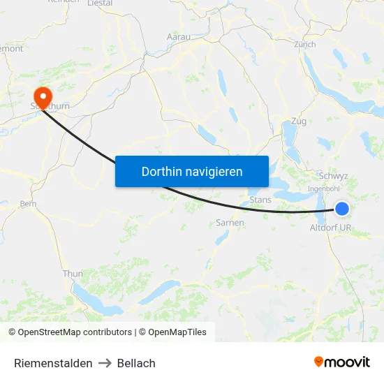 Riemenstalden to Bellach map