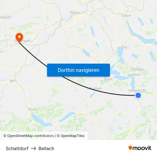 Schattdorf to Bellach map
