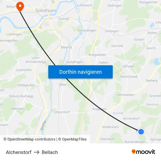 Alchenstorf to Bellach map