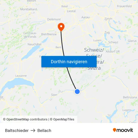 Baltschieder to Bellach map