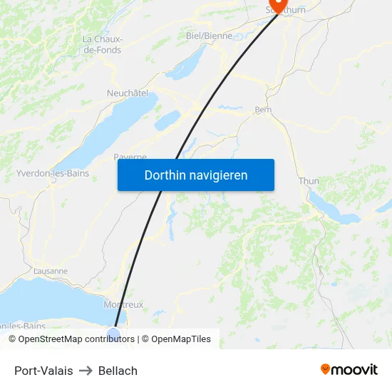 Port-Valais to Bellach map