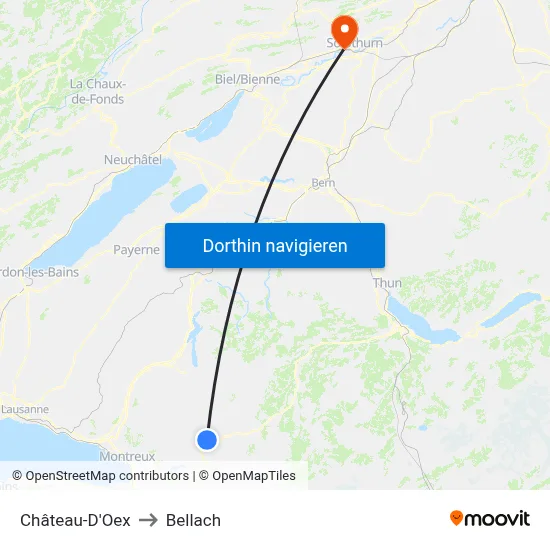 Château-D'Oex to Bellach map
