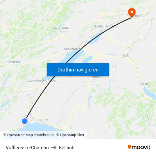 Vufflens-Le-Château to Bellach map