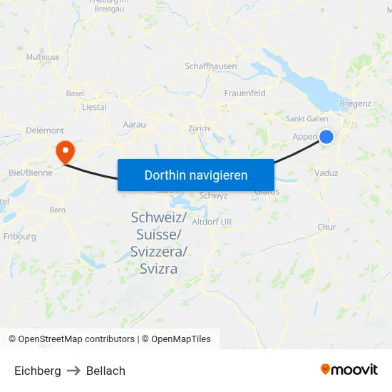Eichberg to Bellach map