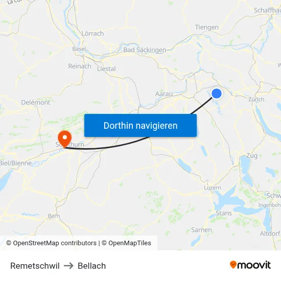 Remetschwil to Bellach map