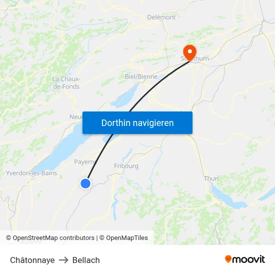 Châtonnaye to Bellach map