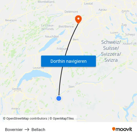Bovernier to Bellach map