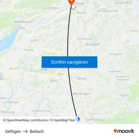 Seftigen to Bellach map