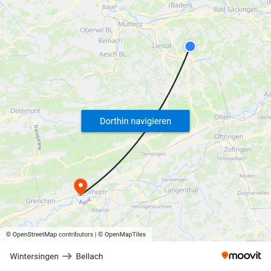 Wintersingen to Bellach map