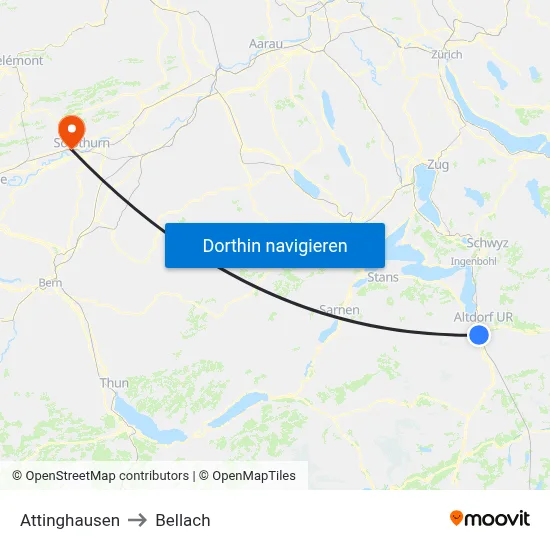 Attinghausen to Bellach map