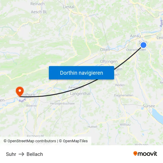 Suhr to Bellach map