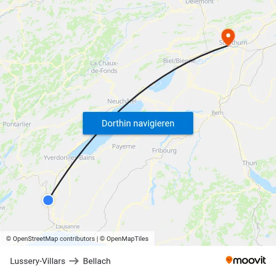 Lussery-Villars to Bellach map