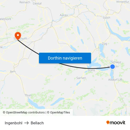 Ingenbohl to Bellach map