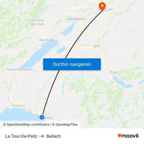 La Tour-De-Peilz to Bellach map