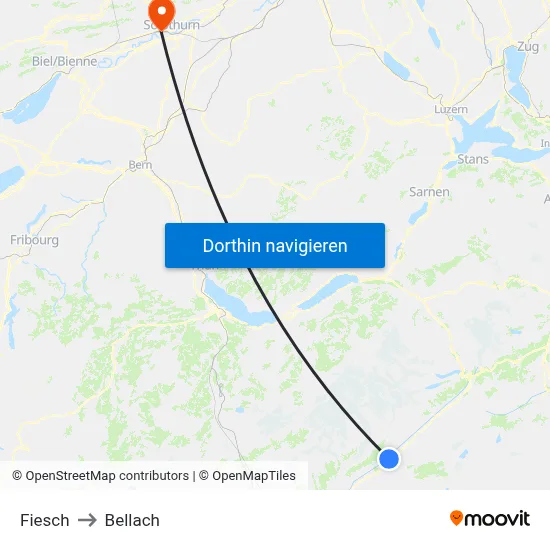 Fiesch to Bellach map
