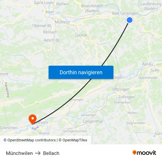 Münchwilen to Bellach map