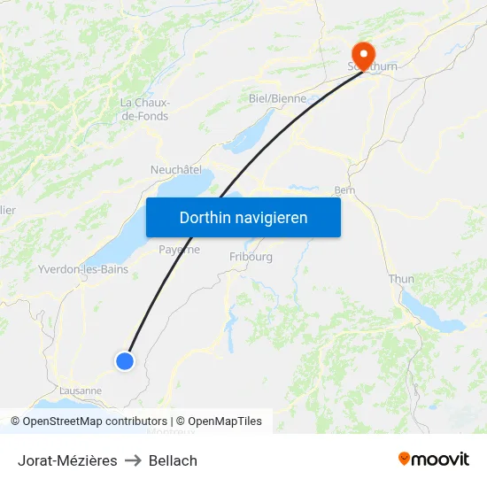 Jorat-Mézières to Bellach map