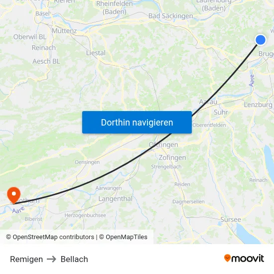 Remigen to Bellach map