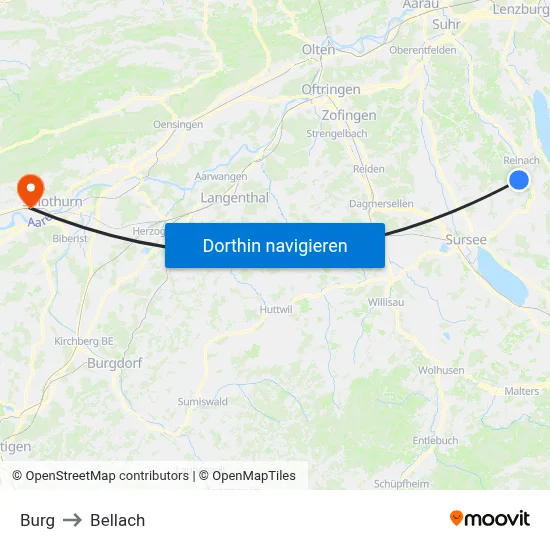Burg to Bellach map