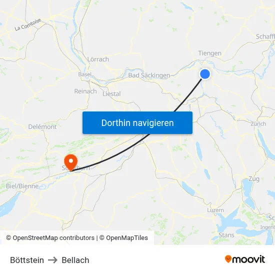 Böttstein to Bellach map
