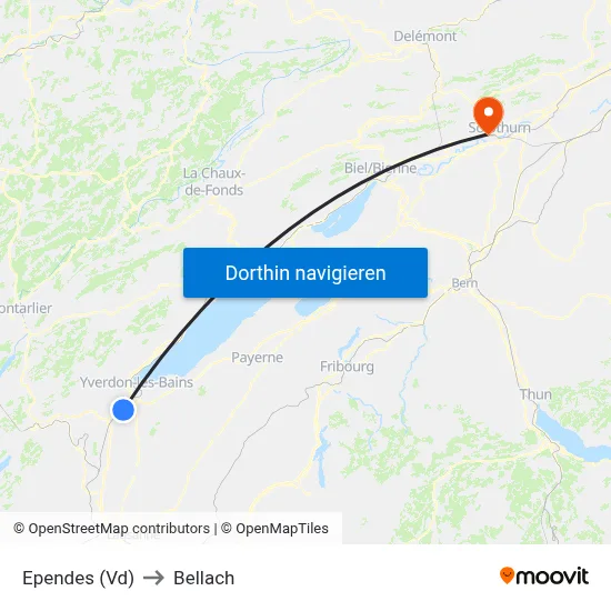 Ependes (Vd) to Bellach map