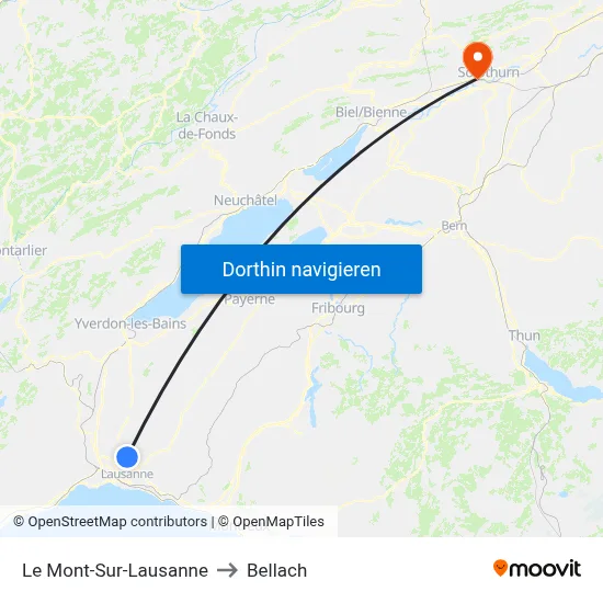 Le Mont-Sur-Lausanne to Bellach map