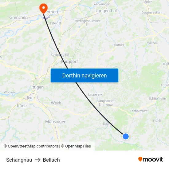 Schangnau to Bellach map