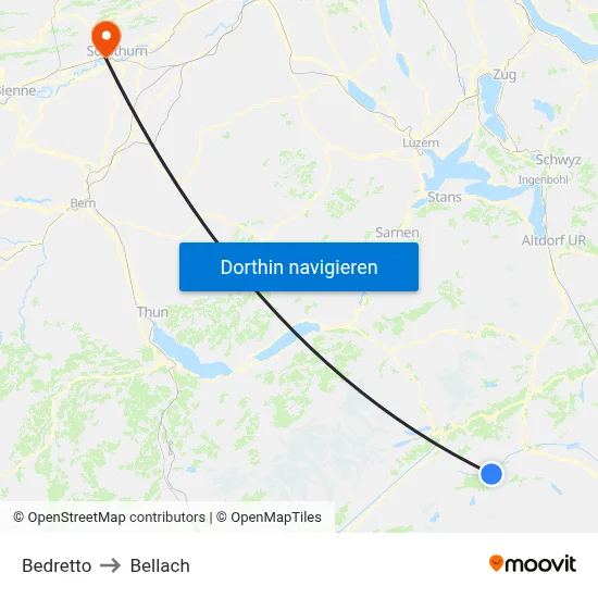 Bedretto to Bellach map