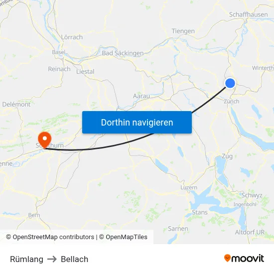 Rümlang to Bellach map