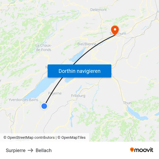 Surpierre to Bellach map