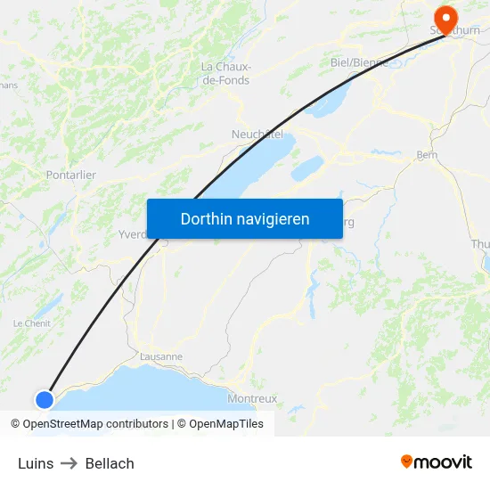 Luins to Bellach map