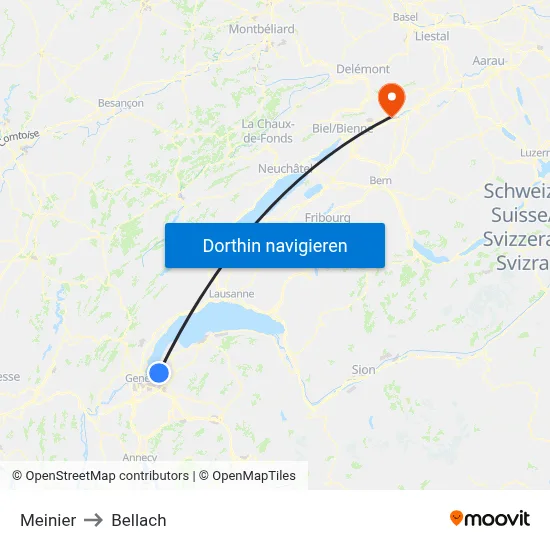 Meinier to Bellach map