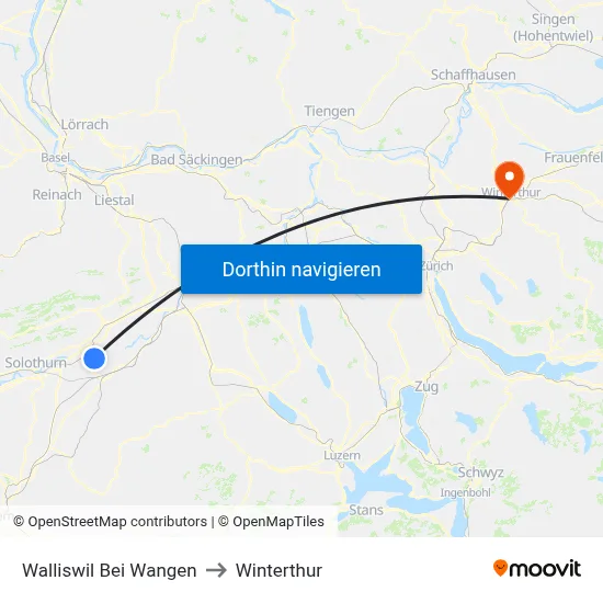 Walliswil Bei Wangen to Winterthur map