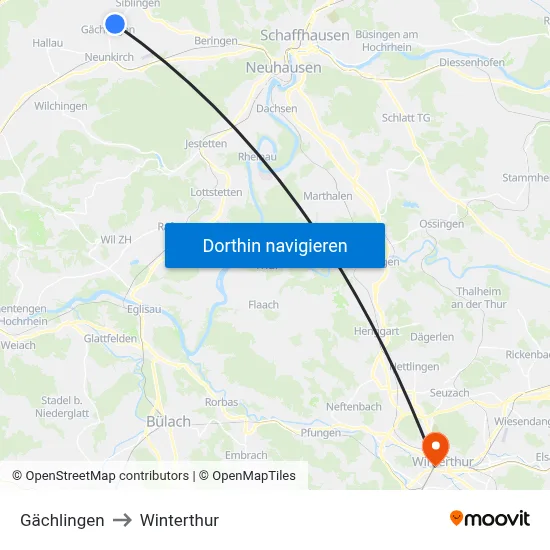 Gächlingen to Winterthur map