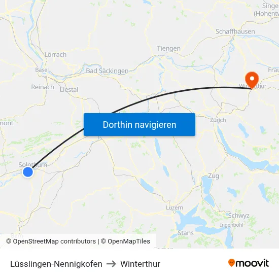 Lüsslingen-Nennigkofen to Winterthur map