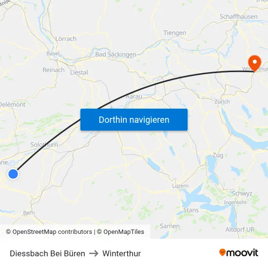 Diessbach Bei Büren to Winterthur map