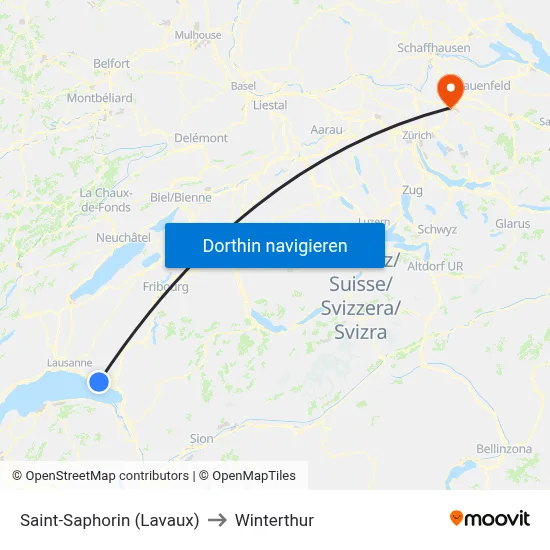 Saint-Saphorin (Lavaux) to Winterthur map