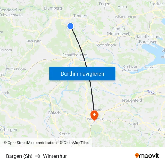 Bargen (Sh) to Winterthur map