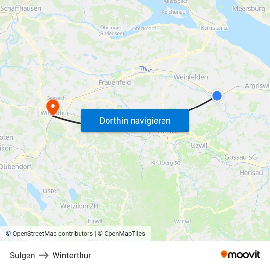 Sulgen to Winterthur map