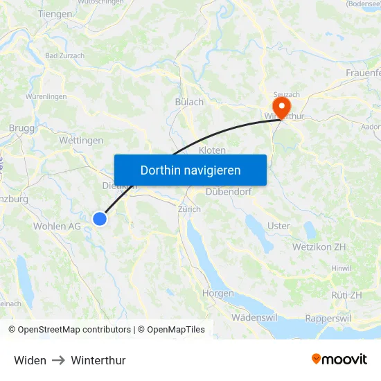 Widen to Winterthur map