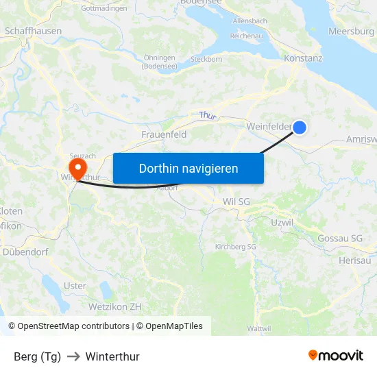 Berg (Tg) to Winterthur map