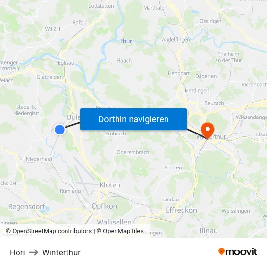 Höri to Winterthur map